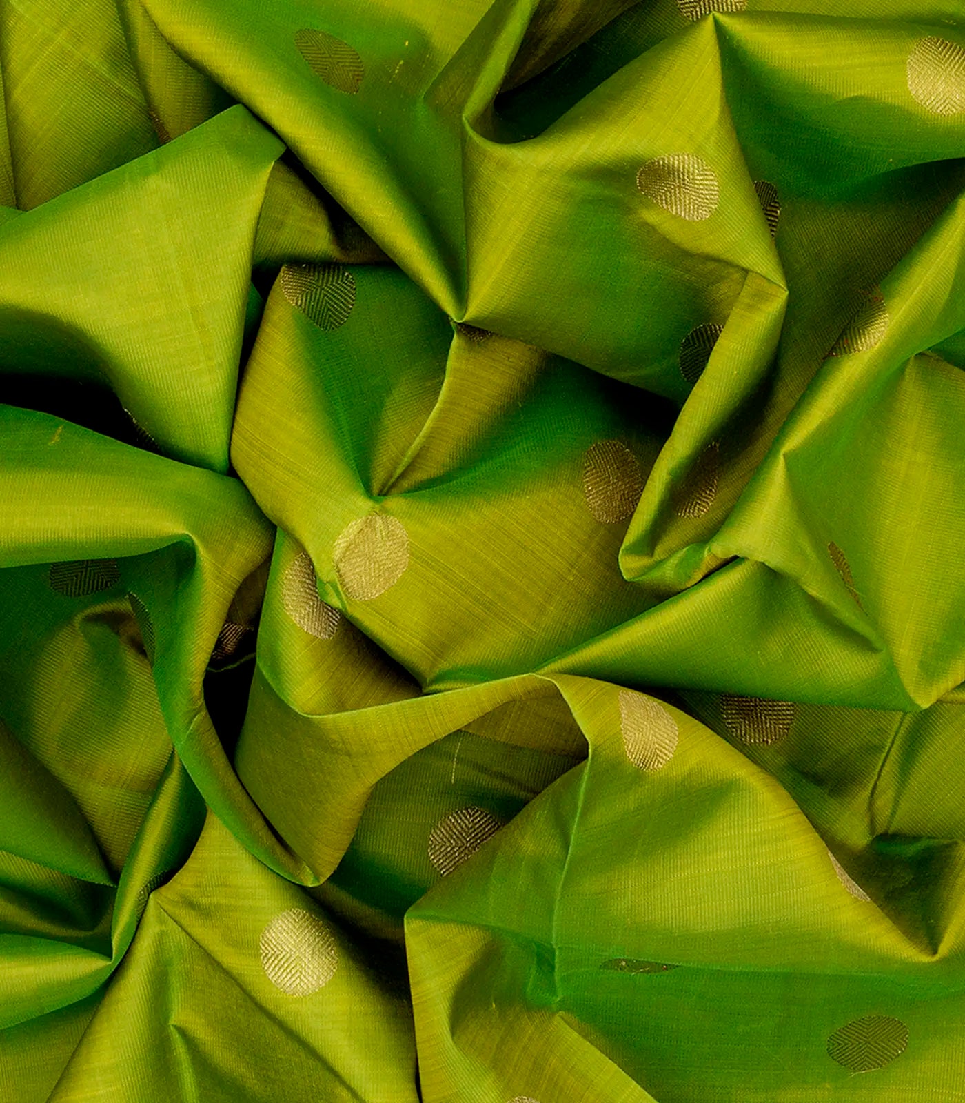 Green Handloom Kanchipuram Silk Saree With Rudraksham Motifs-Green