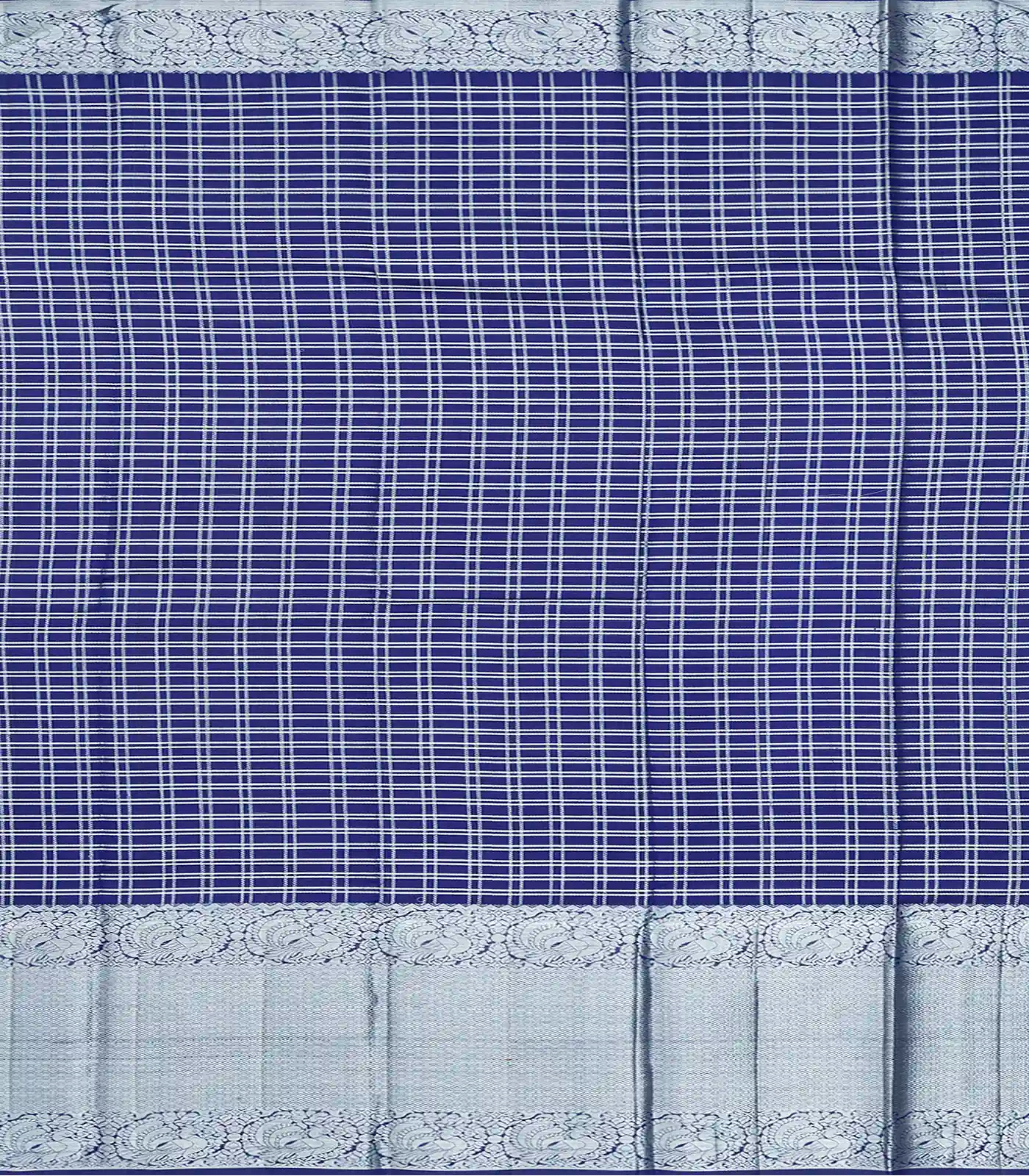 Red Handloom Kanchipuram Korvai Silk Saree With Checksevening morning zari border and pallu-Red