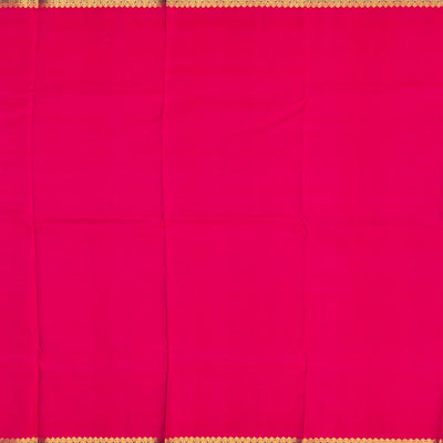 Hot Pink Handloom Kanchipuram Silk Saree With Mango Motif Stripes-Hot Pink
