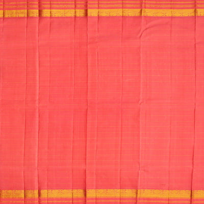 Hot Pink Handloom Kanchipuram Korvai Silk Saree With Checks-Hot Pink