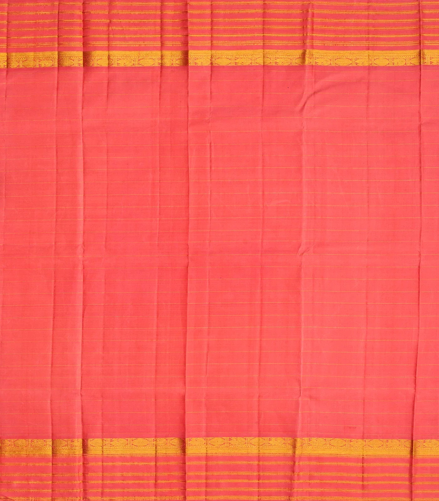 Hot Pink Handloom Kanchipuram Korvai Silk Saree With Checks-Hot Pink