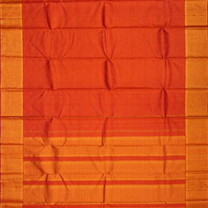 Orange Handloom Kanchipuram Vairaoosi Silk Saree With Half Diamond Border-Orange
