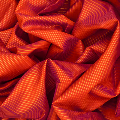 Orange Handloom Kanchipuram Vairaoosi Silk Saree With Half Diamond Border-Orange