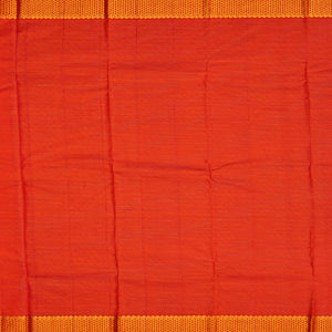 Orange Handloom Kanchipuram Vairaoosi Silk Saree With Half Diamond Border-Orange