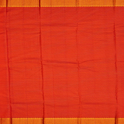 Orange Handloom Kanchipuram Vairaoosi Silk Saree With Half Diamond Border-Orange