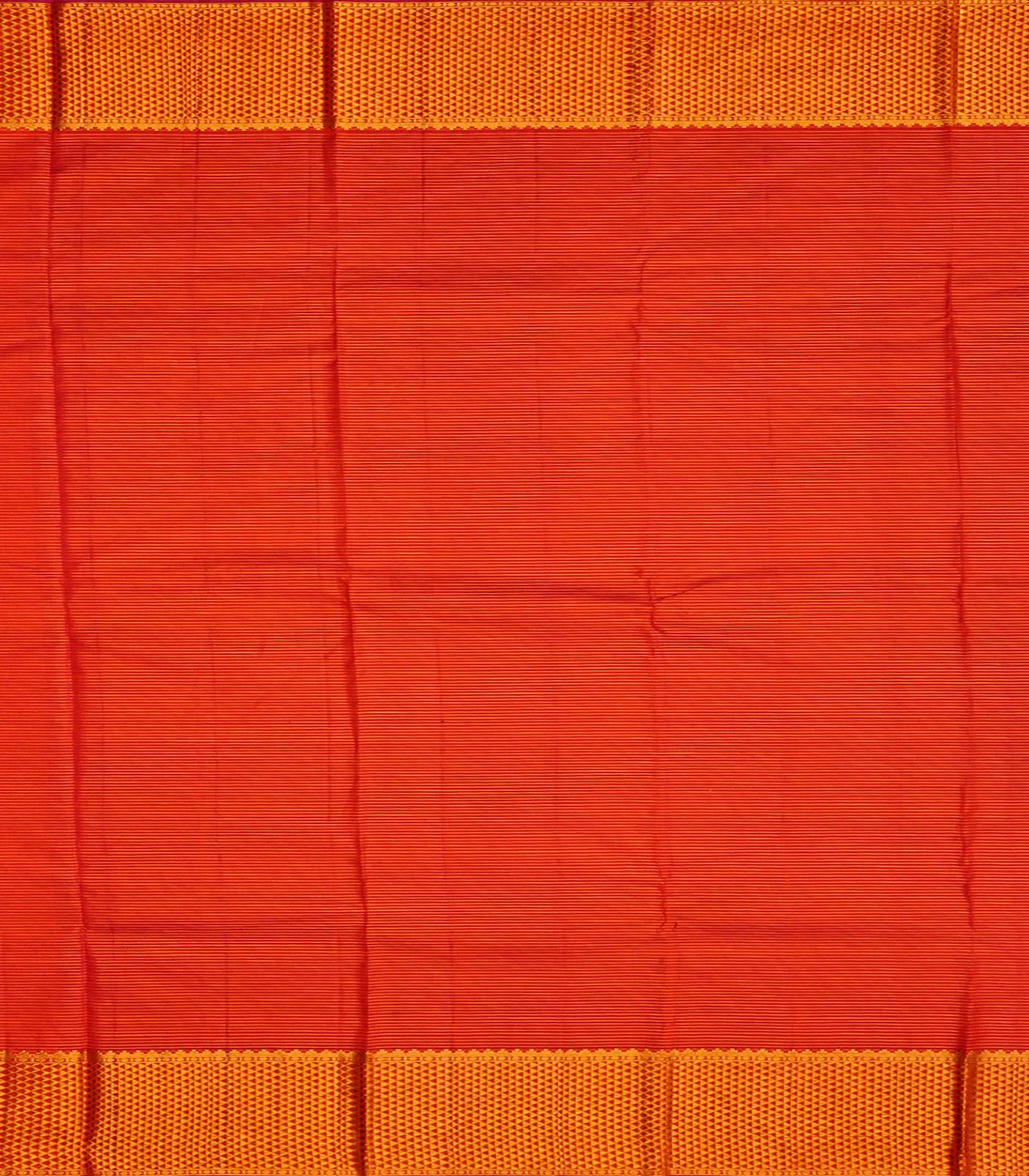 Orange Handloom Kanchipuram Vairaoosi Silk Saree With Half Diamond Border-Orange