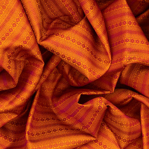 Mustard Handloom Kanchipuram Silk Saree With Traditional Motifs-Mustard