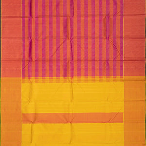Pink Handloom Kanchipuram Silk Saree With Silk Checks-Pink