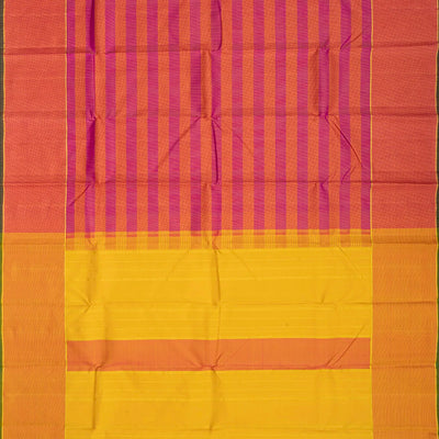 Pink Handloom Kanchipuram Silk Saree With Silk Checks-Pink