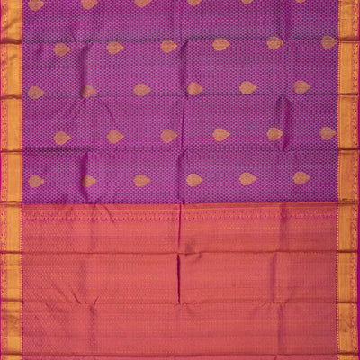 Hot Pink Handloom Kanchipuram Silk Saree With Floral Motifs-Hot Pink
