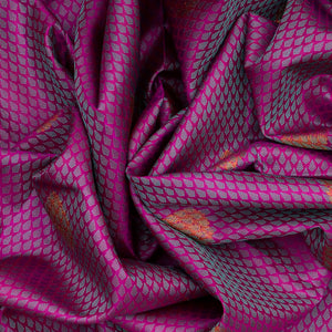 Hot Pink Handloom Kanchipuram Silk Saree With Floral Motifs-Hot Pink