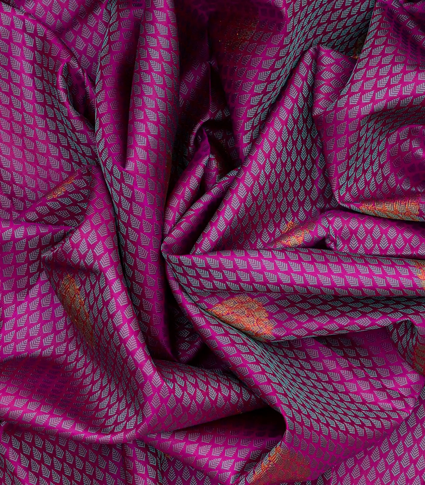 Hot Pink Handloom Kanchipuram Silk Saree With Floral Motifs-Hot Pink