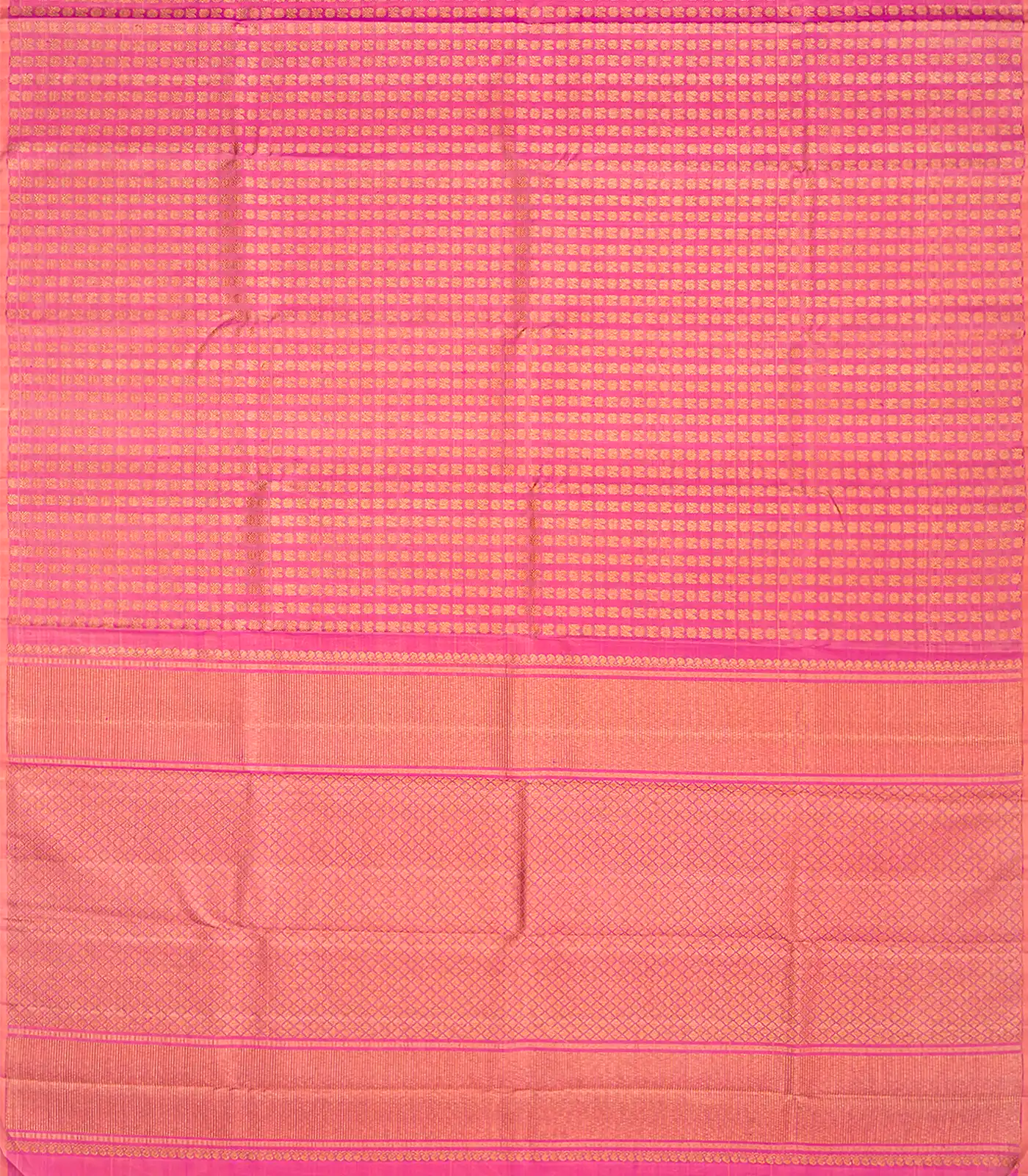 Pink Handloom Kanchipuram Silk Saree With Annam Chakaram Motifs -Pink