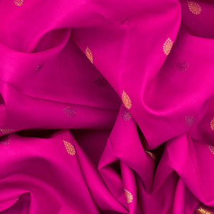Hot Pink Handloom Kanchipuram Silk Saree With Floral Motifs-Hot Pink