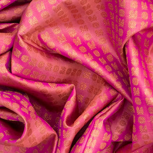 Pink Handloom Kanchipuram Silk Saree With Annam Chakaram Motifs -Pink