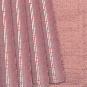 Dusty Pink Handloom Kanchipuram Silk Saree With Stripes-Dusty Pink