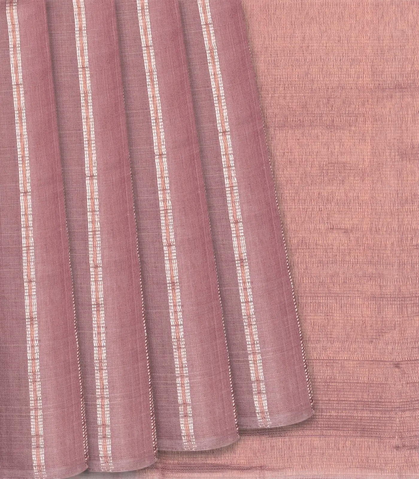 Dusty Pink Handloom Kanchipuram Silk Saree With Stripes-Dusty Pink
