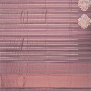 Dusty Pink Handloom Kanchipuram Silk Saree With Stripes-Dusty Pink