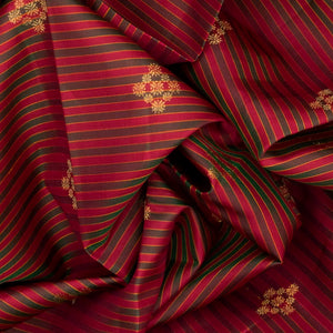 Crimson Handloom Kanchipuram Silk Saree With Stripes-Crimson
