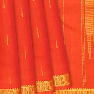 Red Handloom Kanchipuram Silk Saree With Jasmine Buttas-Red