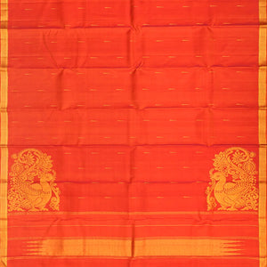 Red Handloom Kanchipuram Silk Saree With Jasmine Buttas-Red