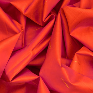 Red Handloom Kanchipuram Silk Saree With Jasmine Buttas-Red