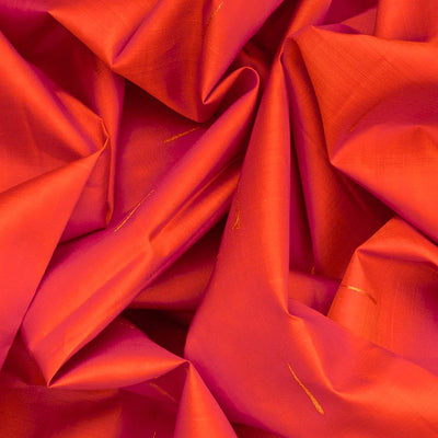 Red Handloom Kanchipuram Silk Saree With Jasmine Buttas-Red