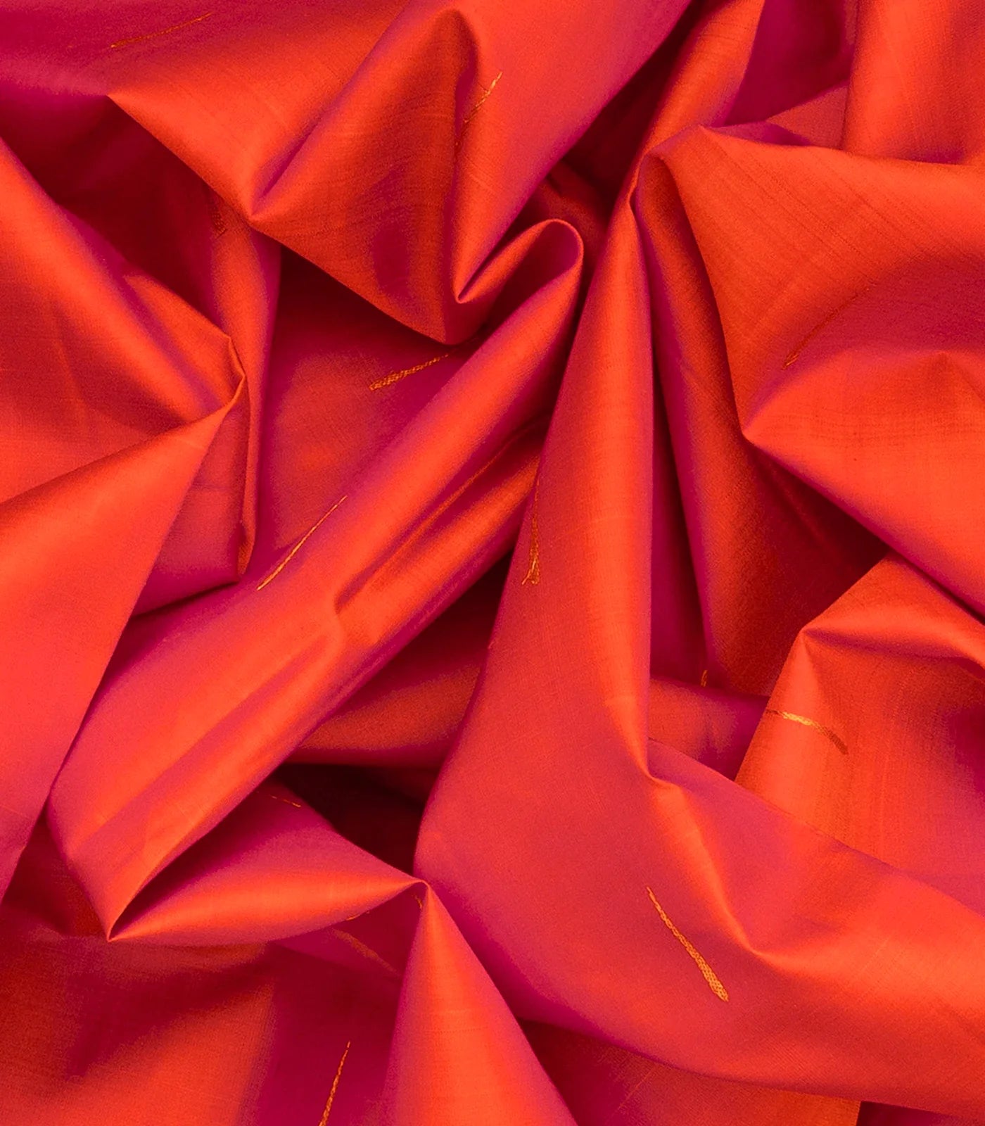 Red Handloom Kanchipuram Silk Saree With Jasmine Buttas-Red