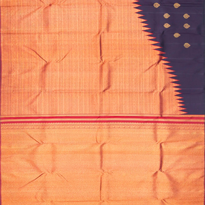 Mauve Handloom Kanchipuram Korvai Silk Saree With Rising Border-Mauve