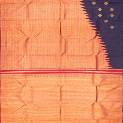 Mauve Handloom Kanchipuram Korvai Silk Saree With Rising Border-Mauve