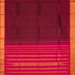 Maroon Handwoven Kanchipuram Silk Saree With Checks-Maroon
