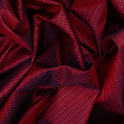 Maroon Handwoven Kanchipuram Silk Saree With Checks-Maroon