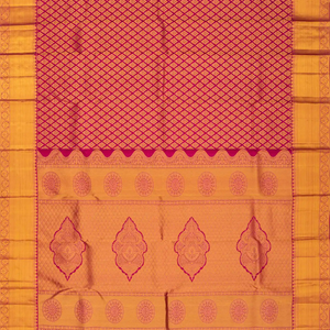 Hot Pink Handloom Kanchipuram Silk Saree With Floral Motifs-Hot Pink
