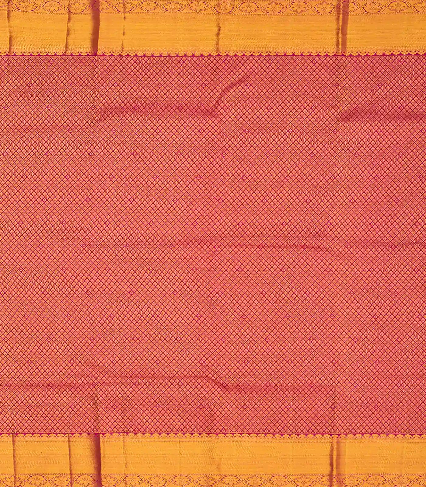 Hot Pink Handloom Kanchipuram Silk Saree With Floral Motifs-Hot Pink