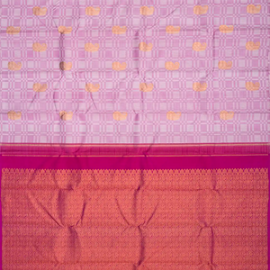 Dusty Pink Handwoven Kanchipuram Payadi Silk Saree With Checks-Dusty Pink