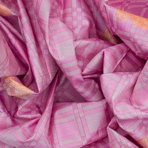 Dusty Pink Handwoven Kanchipuram Payadi Silk Saree With Checks-Dusty Pink
