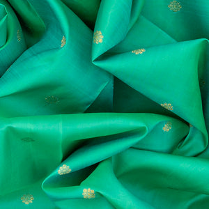 Aquamarine Handwoven Kanchipuram Silk Saree With Floral Motifs-Aquamarine