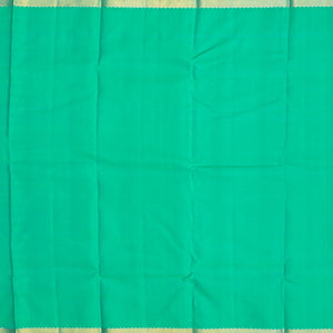 Aquamarine Handwoven Kanchipuram Silk Saree With Floral Motifs-Aquamarine