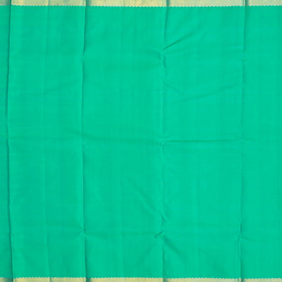 Aquamarine Handwoven Kanchipuram Silk Saree With Floral Motifs-Aquamarine