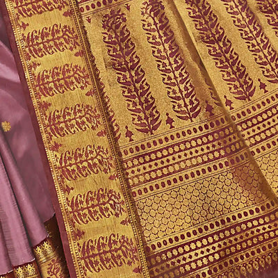 Lavender Handwoven Natural Dyed Kanchipuram Kodali Karuppur Saree -Lavander