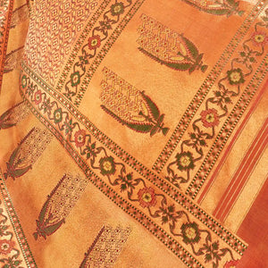 Honey Rust Handwoven Natural Dyed Kanchipuram Floral 