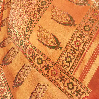 Honey Rust Handwoven Natural Dyed Kanchipuram Floral 