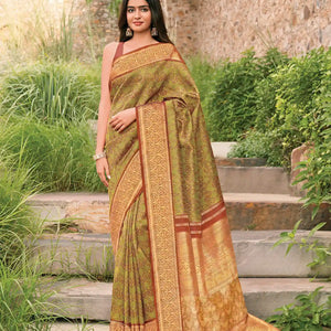 Rustic Orange Enchanted Handloom Natural Dyed Lino Varna Silk Saree