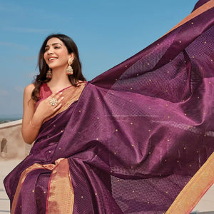 Viva Magenta Handloom Natural Dyed Lino Silk Saree