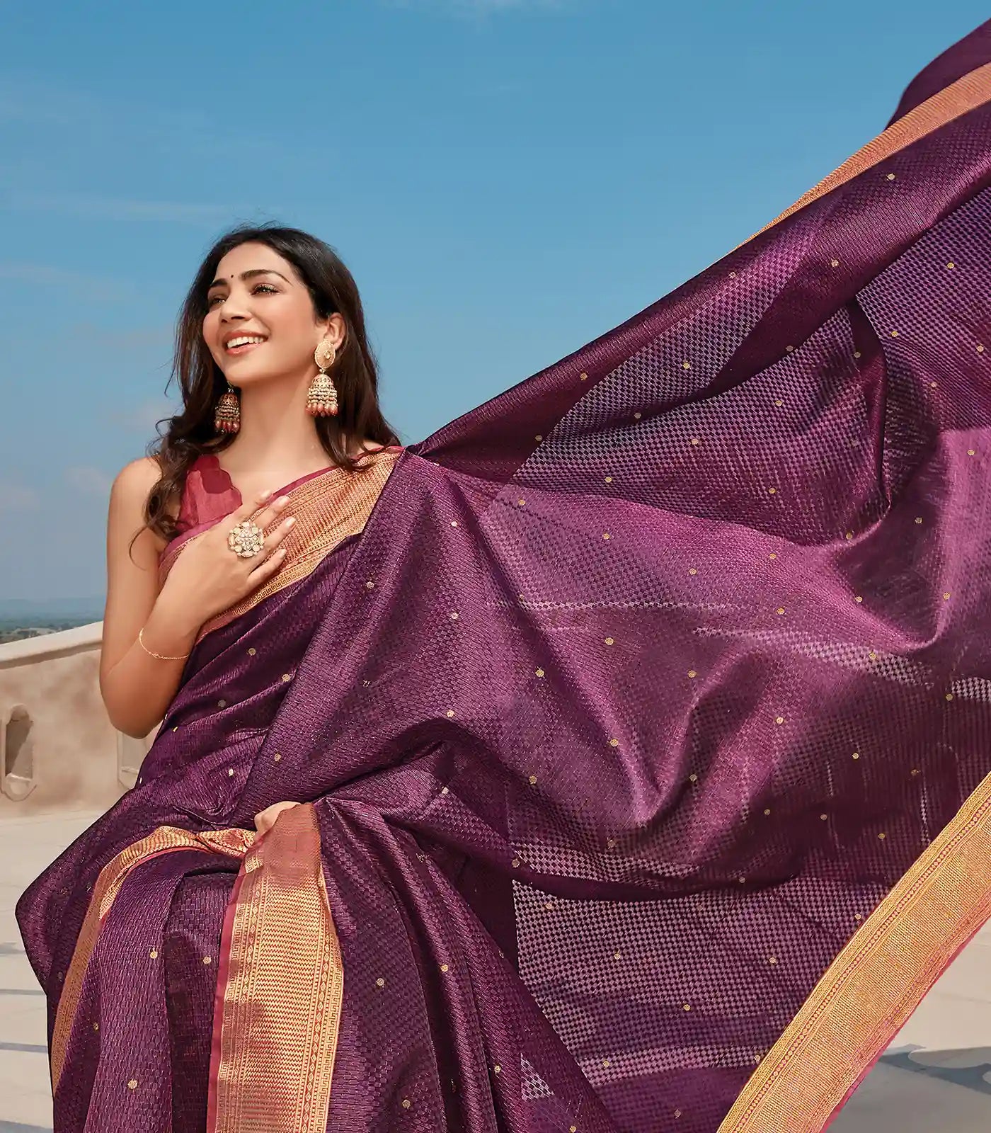 Viva Magenta Handloom Natural Dyed Lino Silk Saree