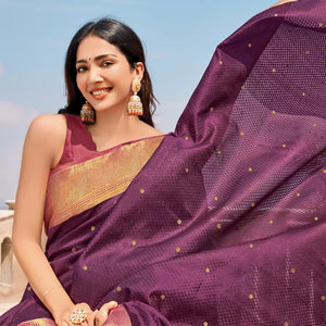 Viva Magenta Handloom Natural Dyed Lino Silk Saree