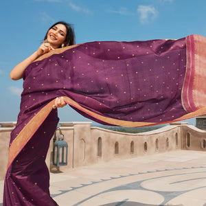 Viva Magenta Handloom Natural Dyed Lino Silk Saree