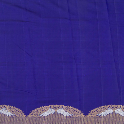 Blue Handloom Kanchipuram Silk Saree With Rudraksham Motifs-Blue