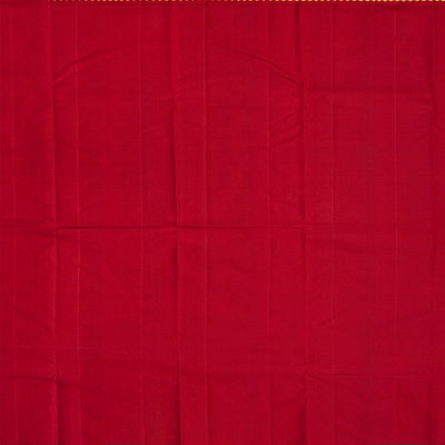 White Handloom Kanchipuram Korvai Silk Saree With Crimson Border-White