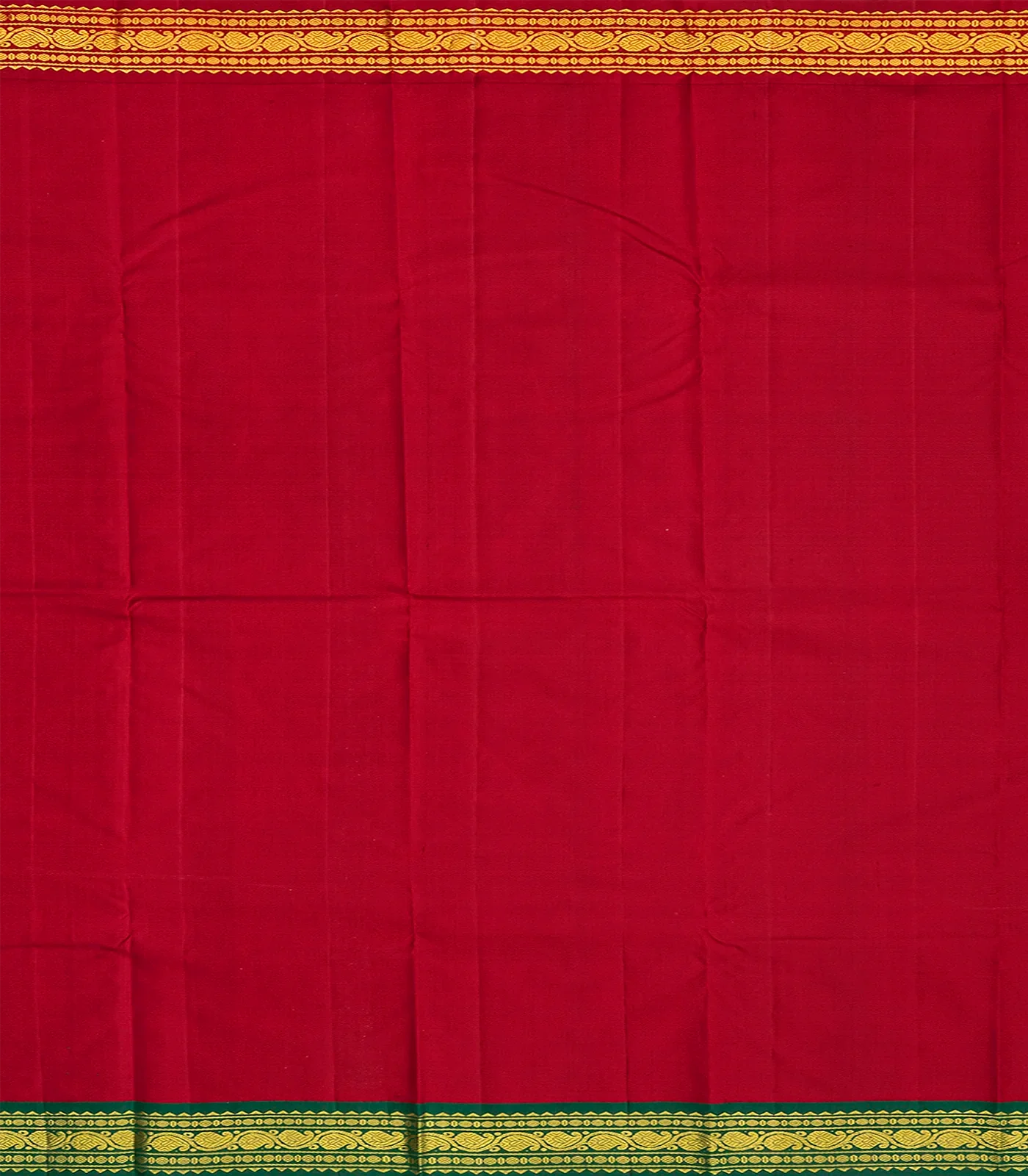 White Handloom Kanchipuram Korvai Silk Saree With Crimson Border-White